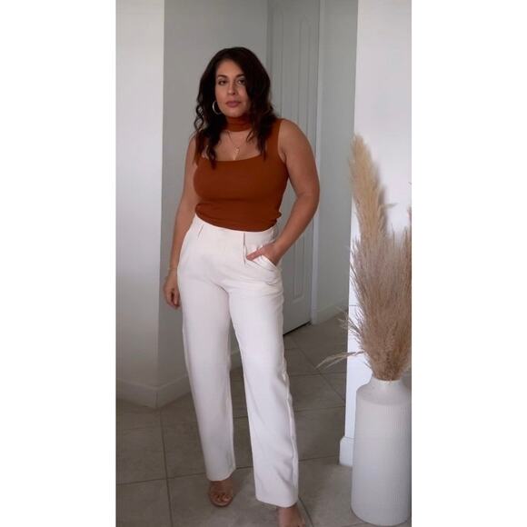 Zara Knit Choker Tank Top Rust Ribbed Fitted Small Blouse Professional Cut Out - Picture 8 of 11